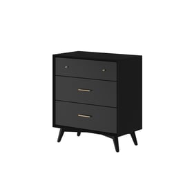 Alpine Furniture Flynn Black 3 Drawer Small Chest