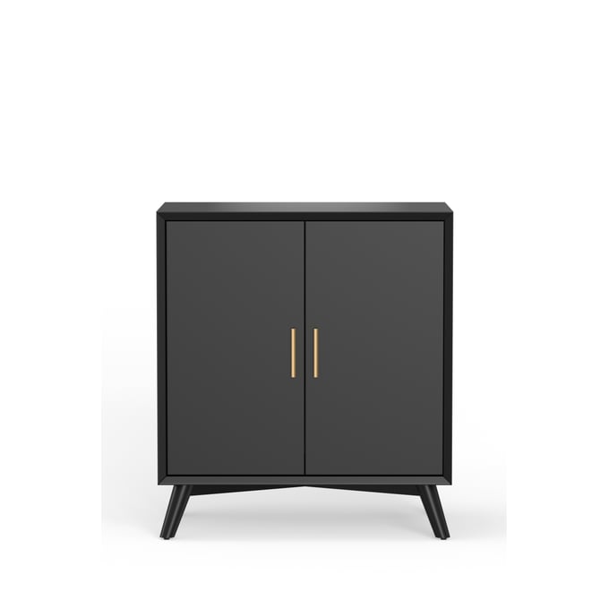 Alpine Furniture Flynn Small Bar Cabinet, Black 966BLK-17