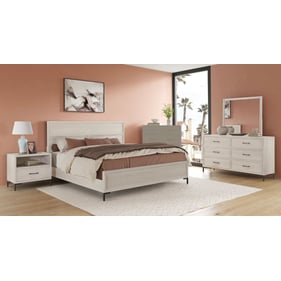 Alpine Furniture Bradley Antique White 4pc Bedroom Set with Queen Panel Bed