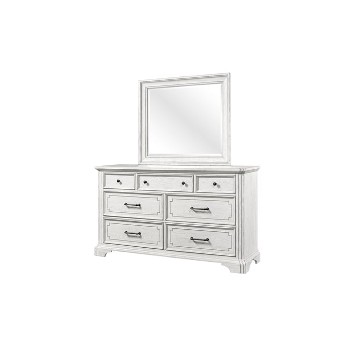 Alpine Furniture Clara White Mist Dresser And Mirror   ALPN-F7653-DRMR