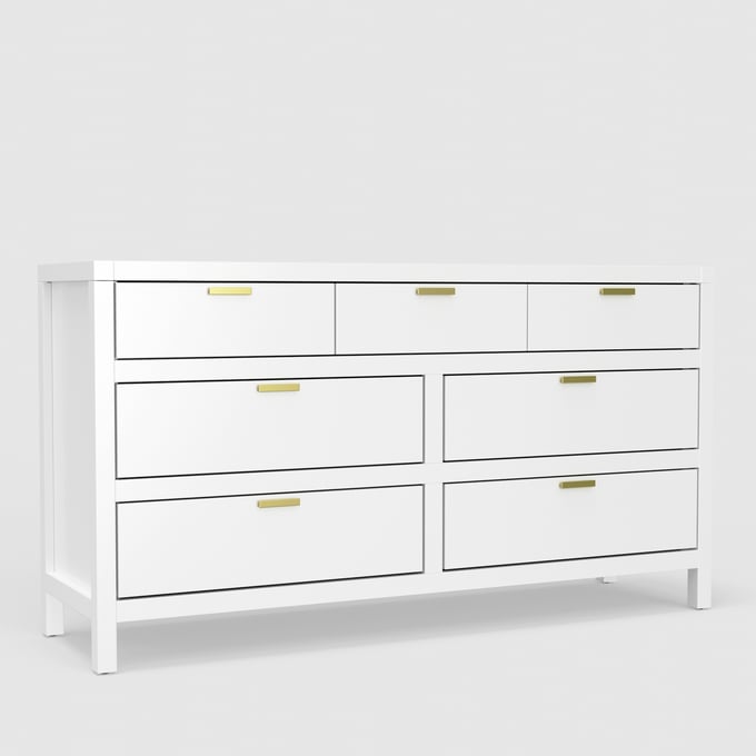 Alpine Furniture Carmel White 7 Drawer Dresser ALPN-JR-W-03