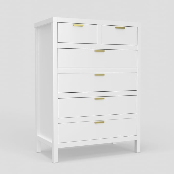 Alpine Furniture Carmel White 6 Drawer Chest ALPN-JR-W-05