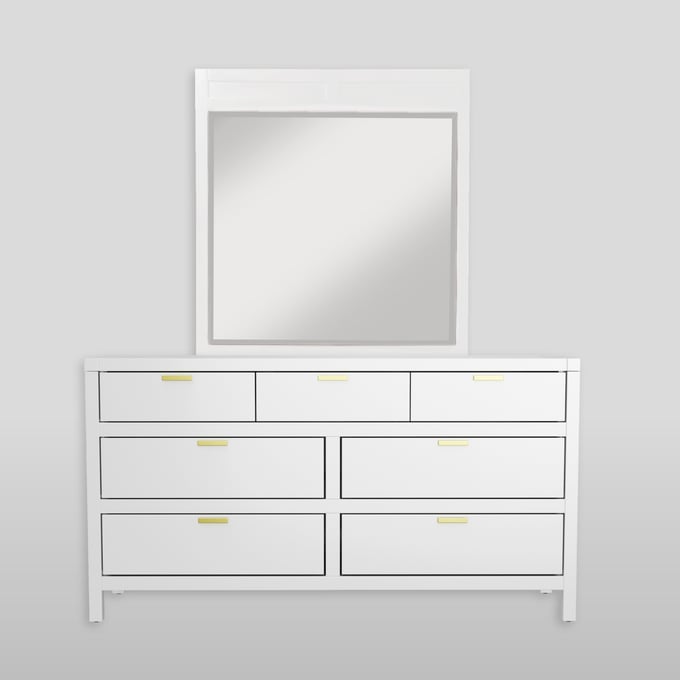 Alpine Furniture Carmel White Dresser And Mirror ALPN-JR-W-DRMR