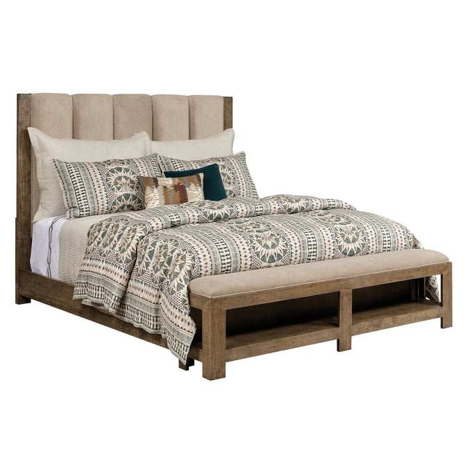 American Drew Meadowood Medium Stain Smoke Upholstered Queen Bed AMDRW-010-333R