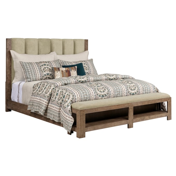 American Drew Meadowood Medium Stain Smoke Upholstered King Bed AMDRW-010-336R