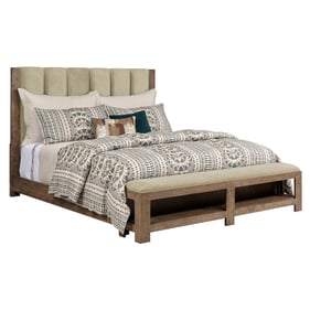 American Drew Meadowood Medium Stain Smoke Upholstered Cal King Bed