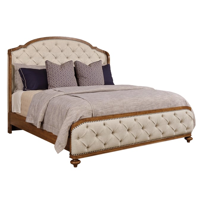 American Drew Emporium Medium Stain Cognac Glendale Uph Shelter Queen Bed Hb AMDRW-011-313