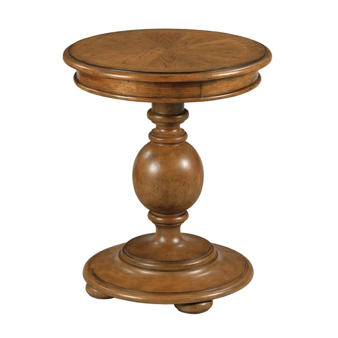 American Drew Emporium Medium Stain Cognac Pearson Round End Table AMDRW-011-916