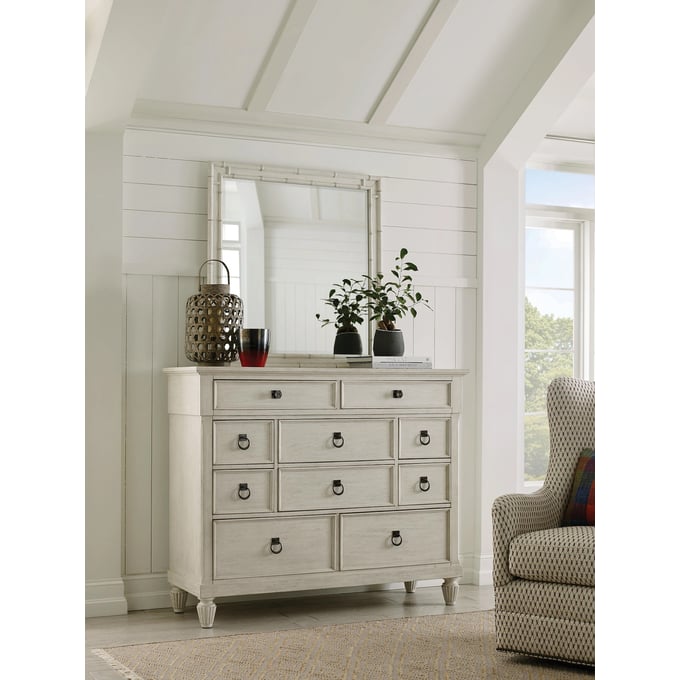 American Drew Aster White Dresser And Mirror AMDRW-016-131-DRMR