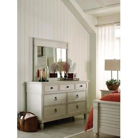 American Drew Grand Bay White Drawer Dresser And Mirror