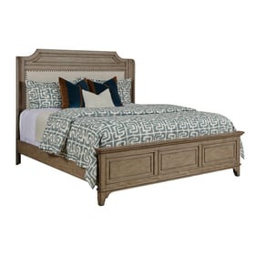 American Drew Engels Light Stain White Oak Upholstered Queen Bed