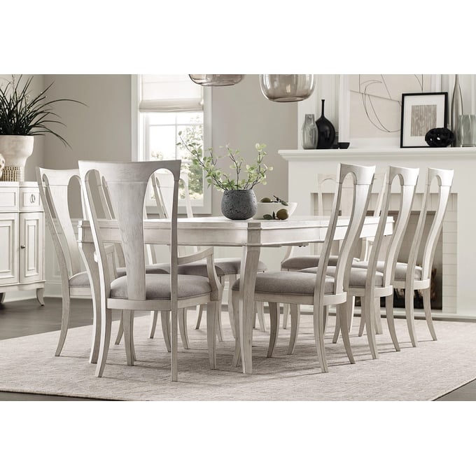 American Drew Harmony White 9pc Dining Room Set with Arm Chair AMDRW-266-744-36-37-DR-S4