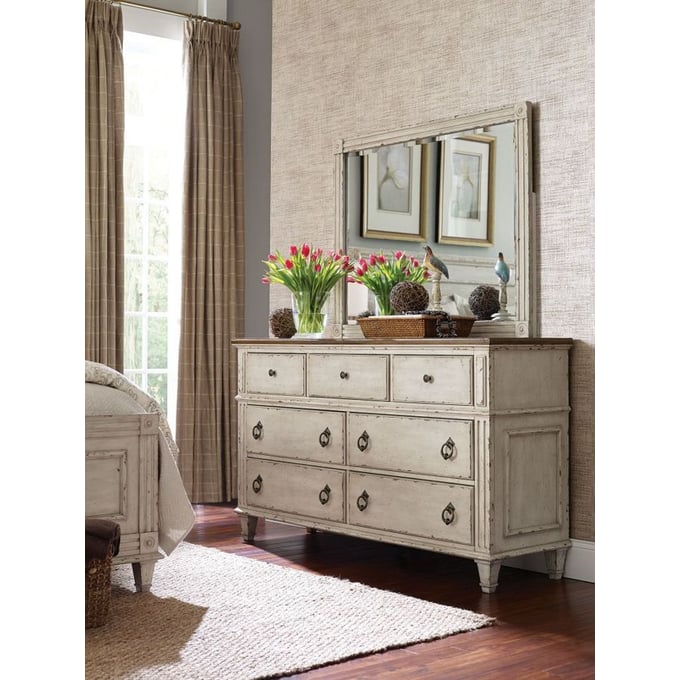 American Drew Southbury Fossil Parchment Drawer Dresser and Mirror AMDRW-513-130-030