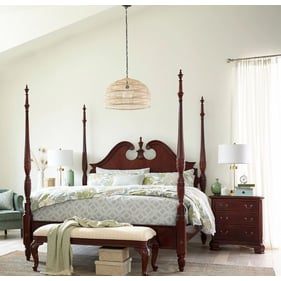 American Drew Pediment Antique Cherry 2pc Bedroom Set with King Poster Bed