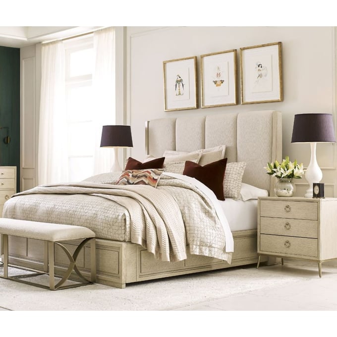 American Drew Lenox Alabaster 4pc Bedroom Set With King Upholstered Bed AMDRW-923-BR-S5-4PC