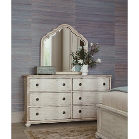 American Drew Helene White Dresser and Mirror