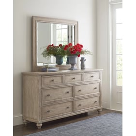 American Drew Miriam Light Stain Dresser and Mirror