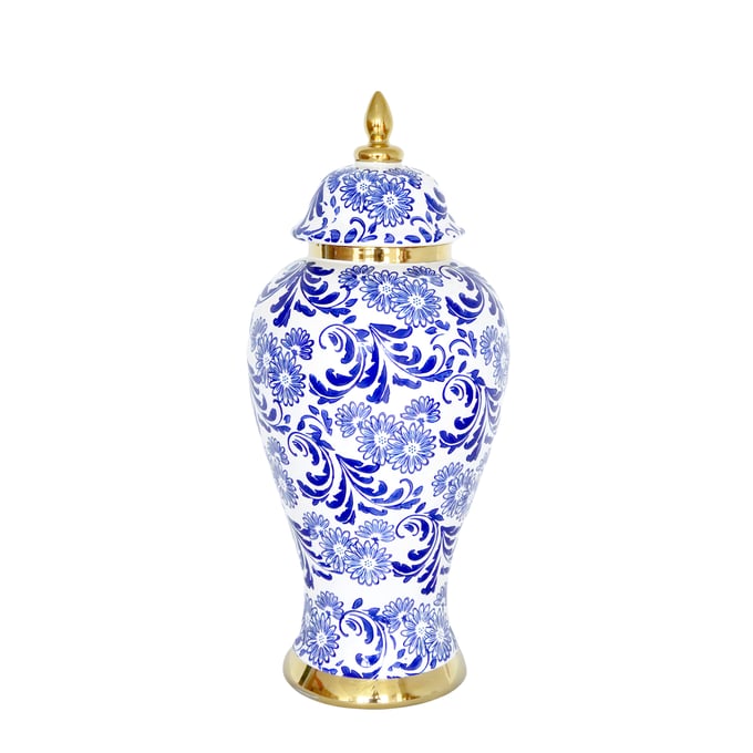 Amazing Beloved White Blue Ceramic Small Ginger Jar AMZRUG-FS809BJS