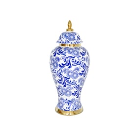 Amazing Beloved White Blue Ceramic Medium Ginger Jar