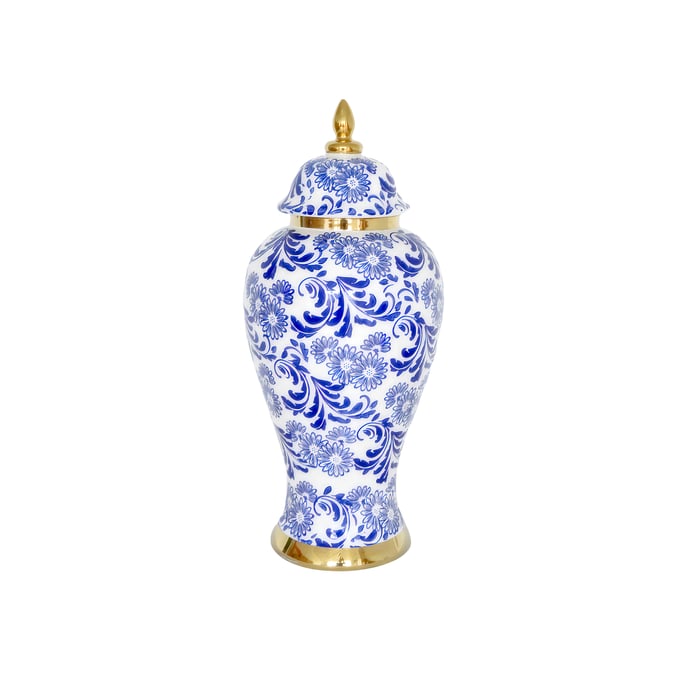 Amazing Beloved White Blue Ceramic Medium Ginger Jar AMZRUG-FS809BJM