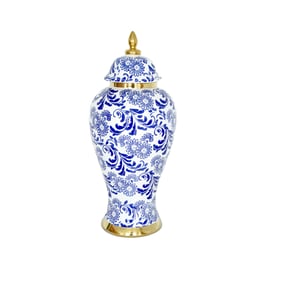 Amazing Beloved White Blue Ceramic Large Ginger Jar