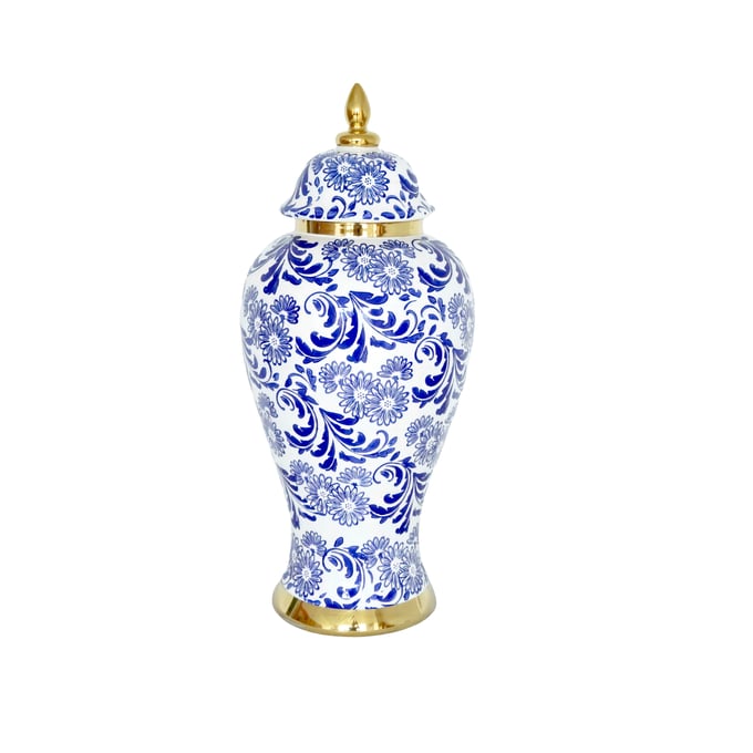 Amazing Beloved White Blue Ceramic Large Ginger Jar AMZRUG-FS809BJL