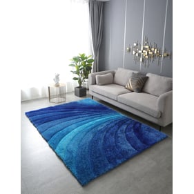 Amazing 3D Shaggy Two Tone Blue Hand Tufted Area Rug - 24 x 36