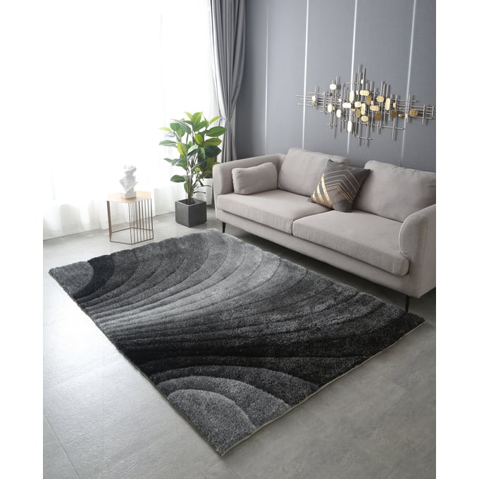 Amazing 3D Shaggy Two Tone Grey Hand Tufted Area Rug - 24 x 36 AMZRUG-3D305G-23