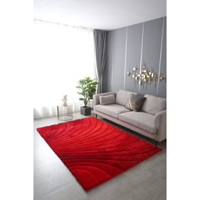 Amazing 3D Shaggy Red Hand Tufted Area Rug - 60 x 84