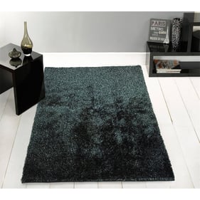 Amazing Fuzzy Shaggy Black Ash Hand Tufted Area Rug - 24 x 36