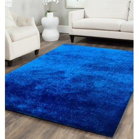 Amazing Fuzzy Shaggy Electro Blue Hand Tufted Area Rug - 96 x 132