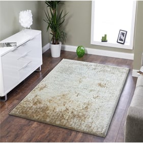 Amazing Fuzzy Shaggy Beige Hand Tufted Area Rug - 24 x 36