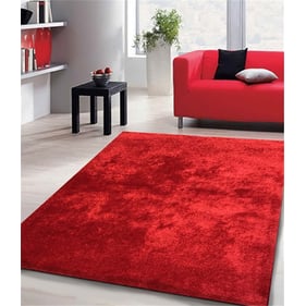 Amazing Fuzzy Shaggy Red Hand Tufted Area Rug - 24 x 36