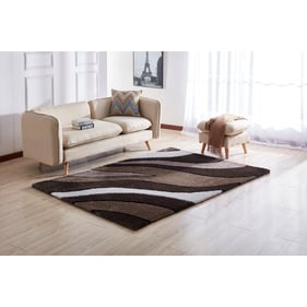 Amazing Aria Brown White Soft Pile Hand Tufted Shag Area Rug - 24 x 36