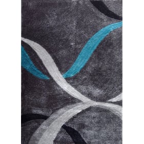 Amazing Aria Grey Turquoise Silver Soft Pile Hand Tufted Shag Area Rug - 60...