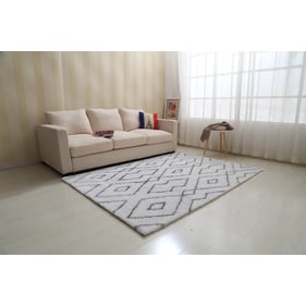 Amazing Aria White Soft Pile Hand Tufted Shag Area Rug - 24 x 36