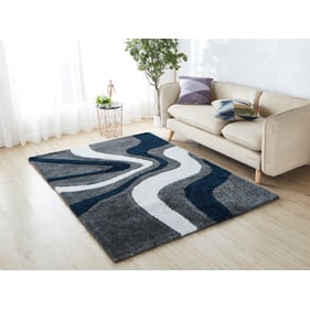 Amazing Aria Grey Navy Blue White Soft Pile Hand Tufted Shag Area Rug - 24 ...