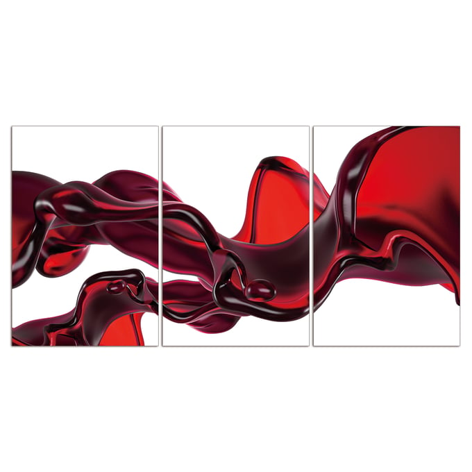 Amazing Oppidan Home Abstract Liquid Red 3pc Acrylic Wall Art AMZRUG-AR-41057ABC