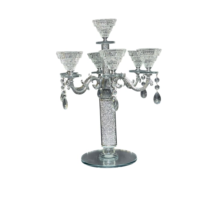 Amazing Ambrose Silver 7 Candle Holder with Pendants AMZRUG-CANDH7S1120