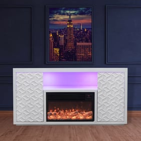 Amazing Timeless White Electric Fireplace with LED Panel and Remote