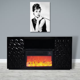 Amazing Timeless Black Electric Fireplace with LED Panel and Remote