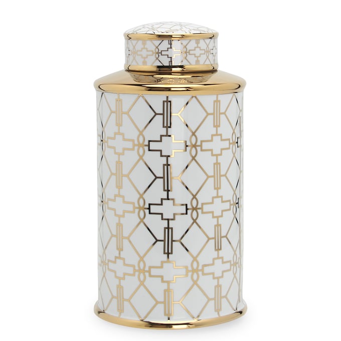 Amazing Beloved White Gold Geometric Large Jar with Lid AMZRUG-FS079GJL