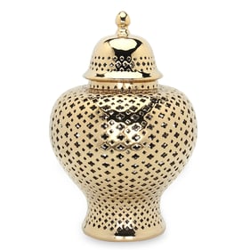 Amazing Beloved Gold Ceramic Ginger Medium Jar with Lid