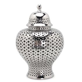 Amazing Beloved Silver Ceramic Ginger Large Jar with Lid