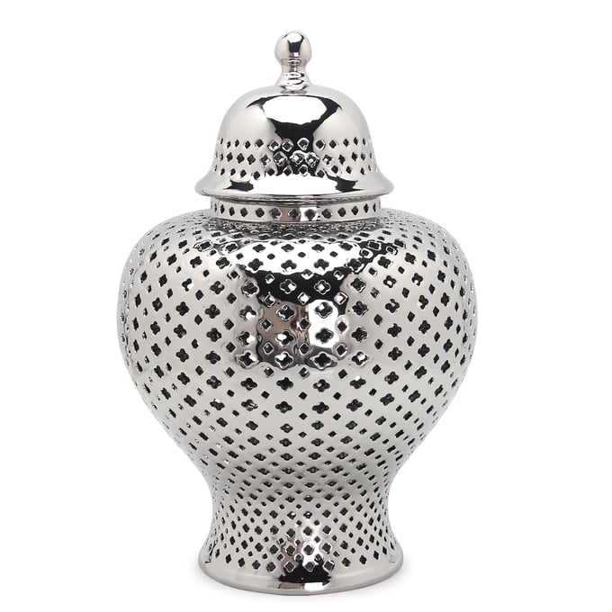 Amazing Beloved Silver Ceramic Ginger Large Jar with Lid AMZRUG-FS112SJL