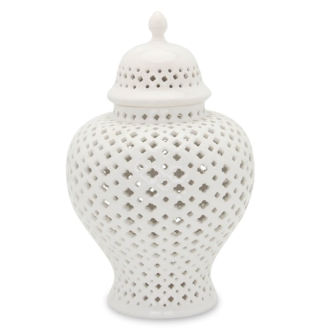 Amazing Beloved White Ceramic Ginger Small Jar with Lid AMZRUG-FS112WJS