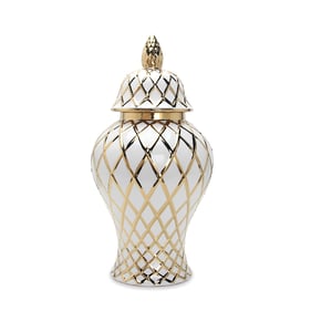 Amazing Beloved White Gold Ceramic Decorative Ginger Large Jar