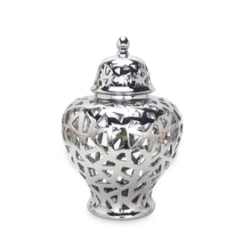 Amazing Beloved Silver Ceramic Ginger Large Jar Vase with Decorative Design...