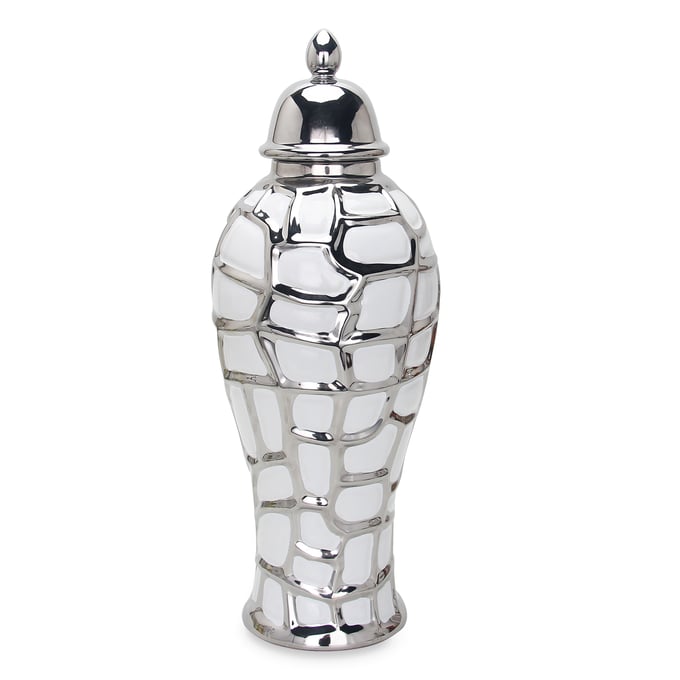 Amazing Regal White Silver 20 Inch Ginger Jar with Removable Lid AMZRUG-FS198SJL