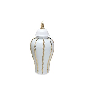 Amazing Beloved White Gold Elegant Ceramic Ginger Large Jar Vase with Remov...